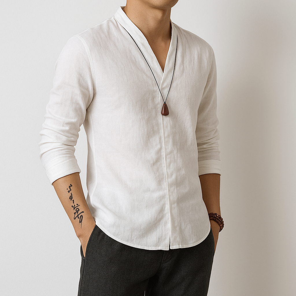 Shinu Sleeve Shirt - Kyoto Apparel - Black, Blue, Gray, shirt, Top, white