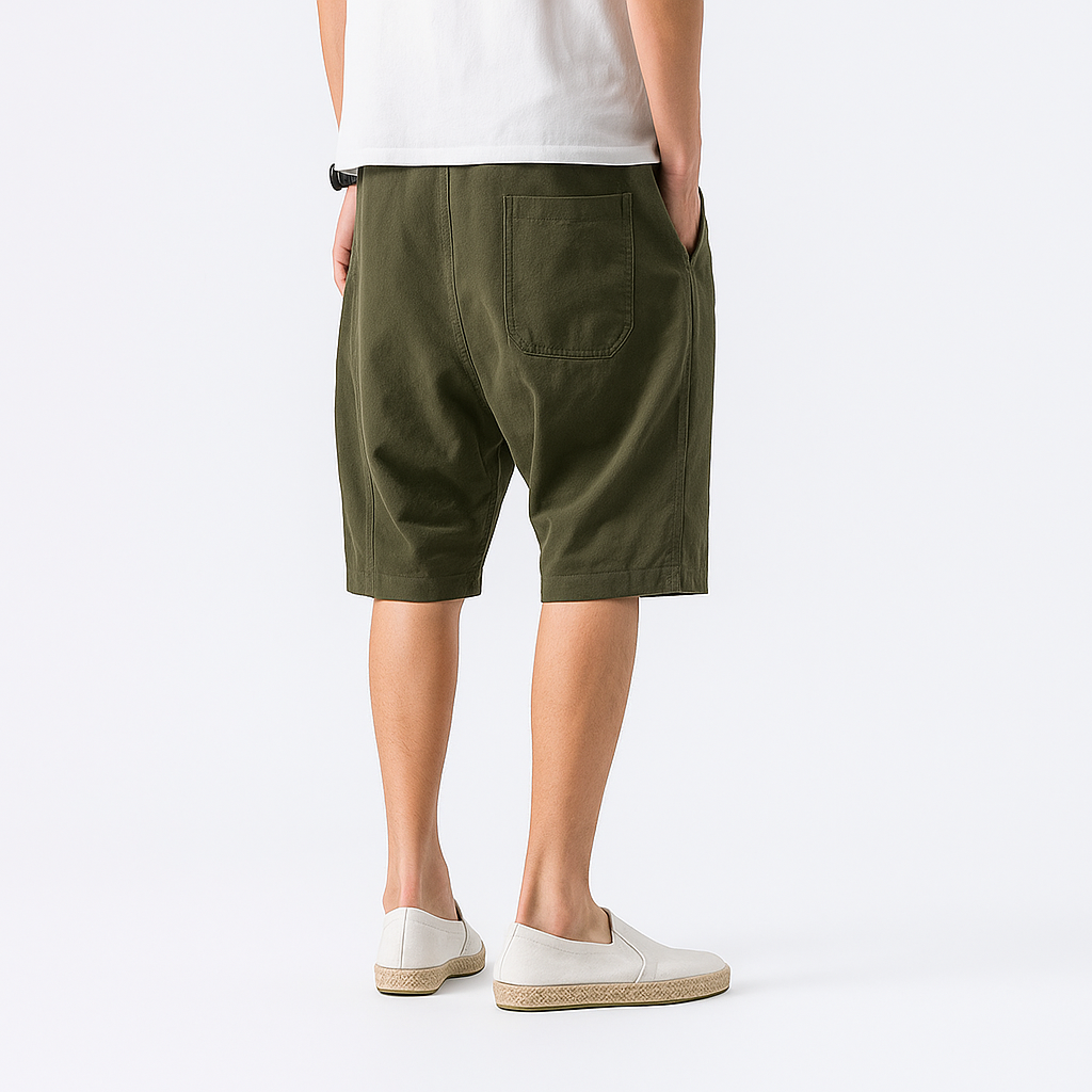 Tekida Short Pants - Kyoto Apparel - Black, Brown, drawstrings, Green, pants, short pants