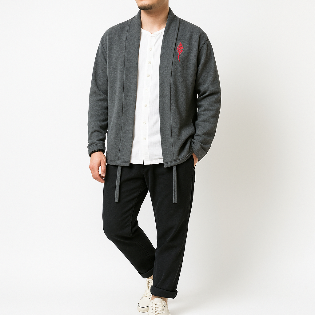 Toshigo Kimono - Kyoto Apparel - Black, Embroidery, Gray, kimono, Outerwear