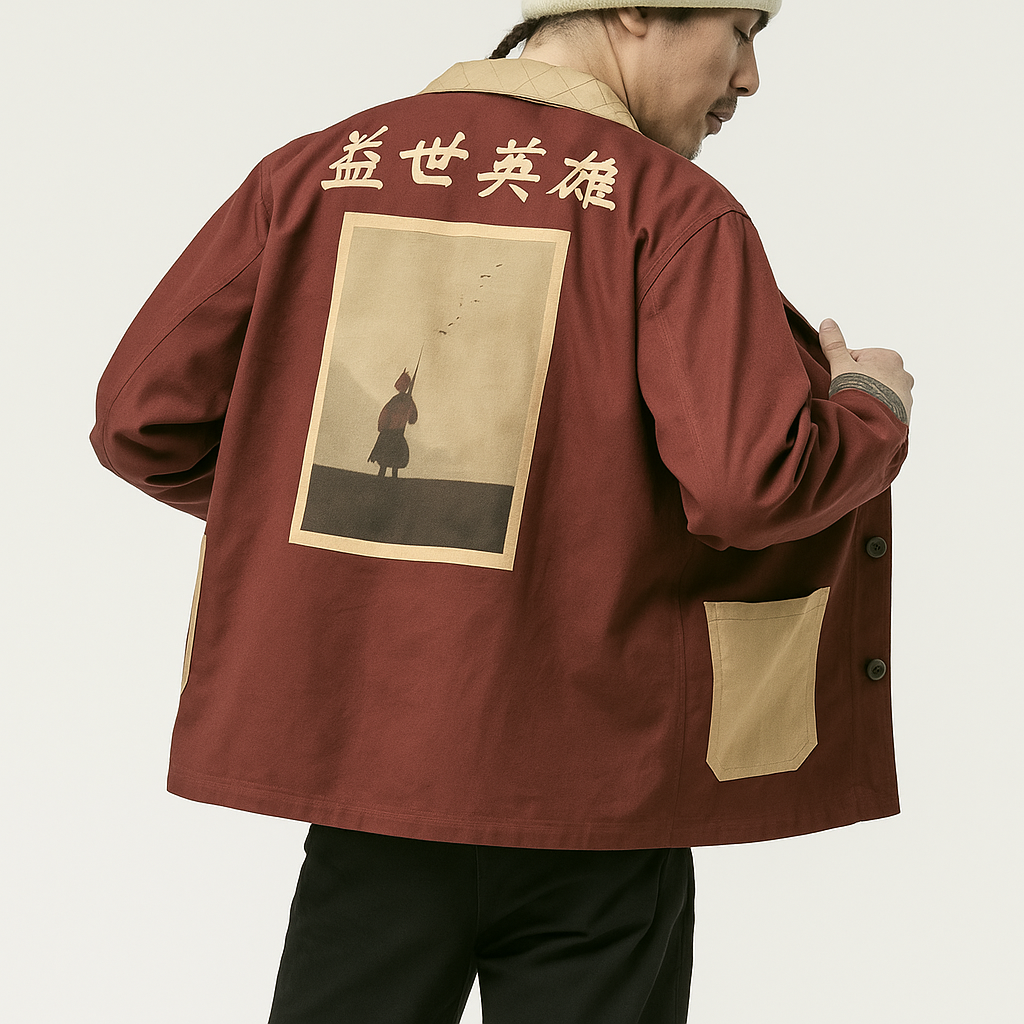 Uysa Shirt Jacket - Kyoto Apparel - Black, Green, jacket, Japanese print, long sleeve, Outerwear, Red, shirt, Top