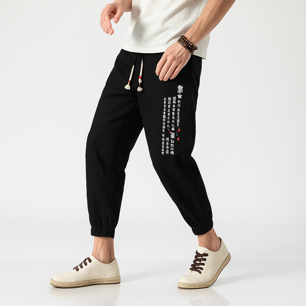 Yoiri V2 Pants - Kyoto Apparel - Black, Brown, drawstrings, Gray, Japanese print, orange, pants