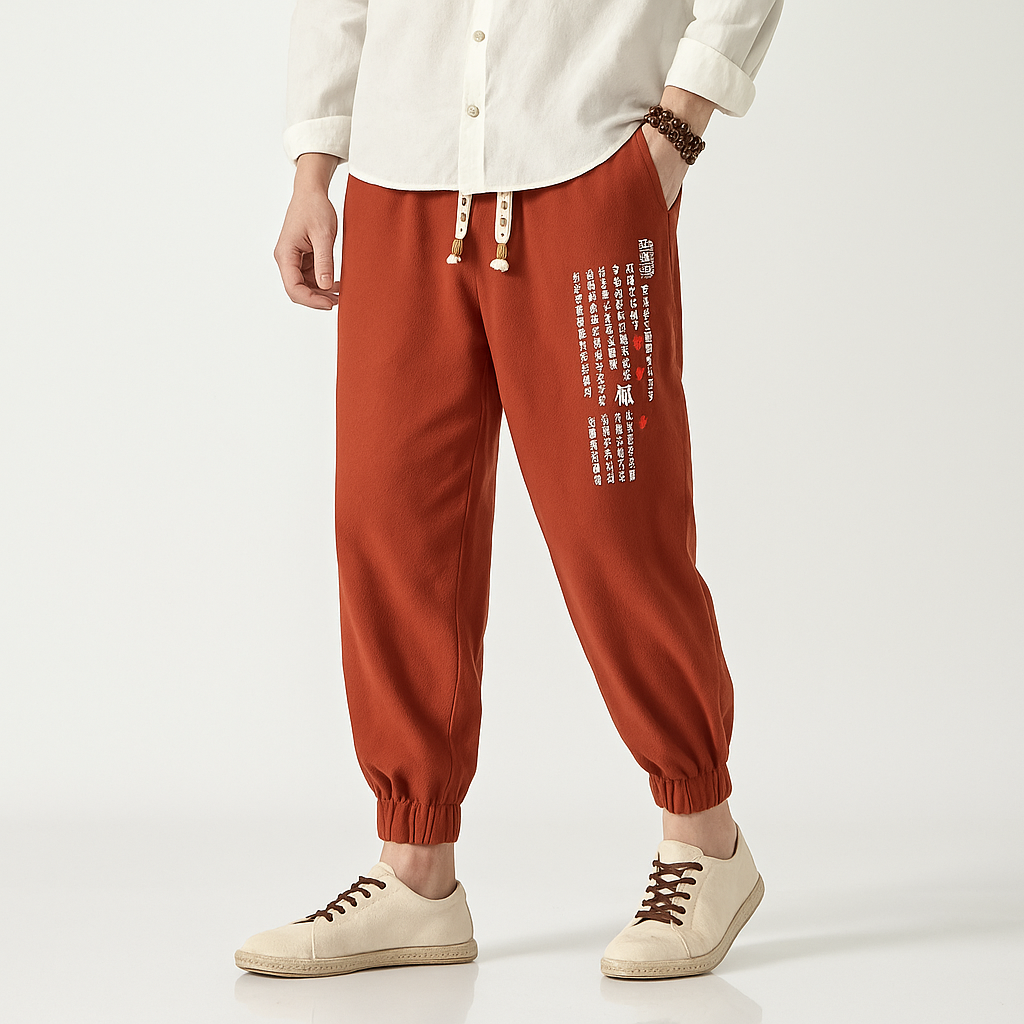 Yoiri V2 Pants - Kyoto Apparel - Black, Brown, drawstrings, Gray, Japanese print, orange, pants