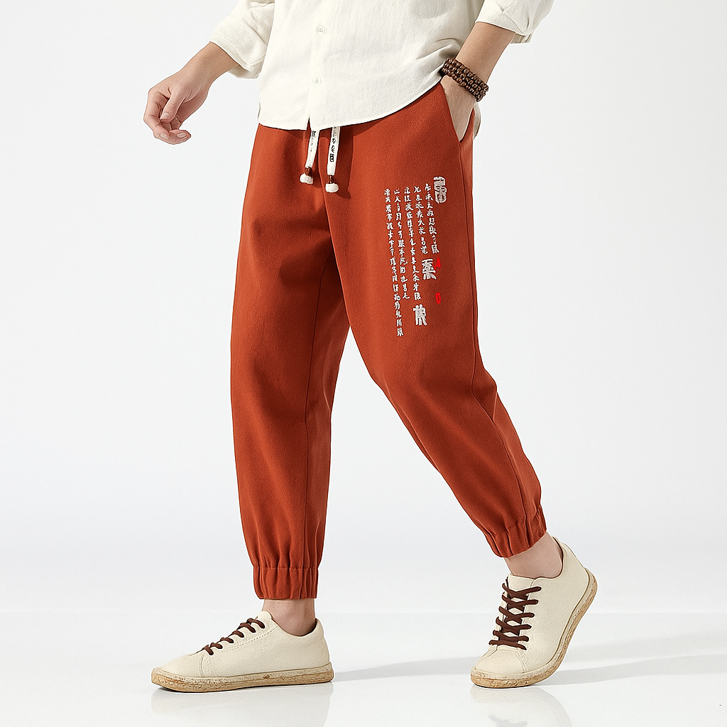 Yoiri V2 Pants - Kyoto Apparel - Black, Brown, drawstrings, Gray, Japanese print, orange, pants