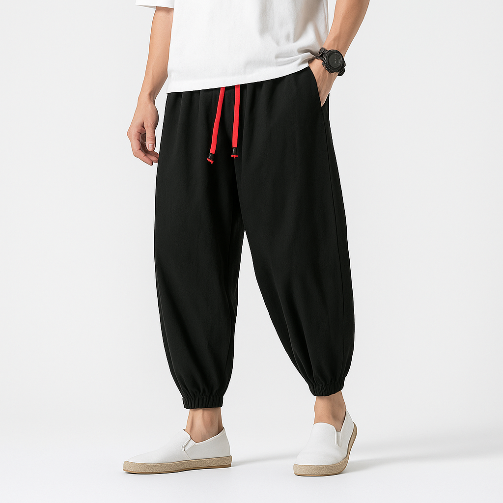 Yunarami Pants - Kyoto Apparel - Black, Brown, drawstrings, Green, pants