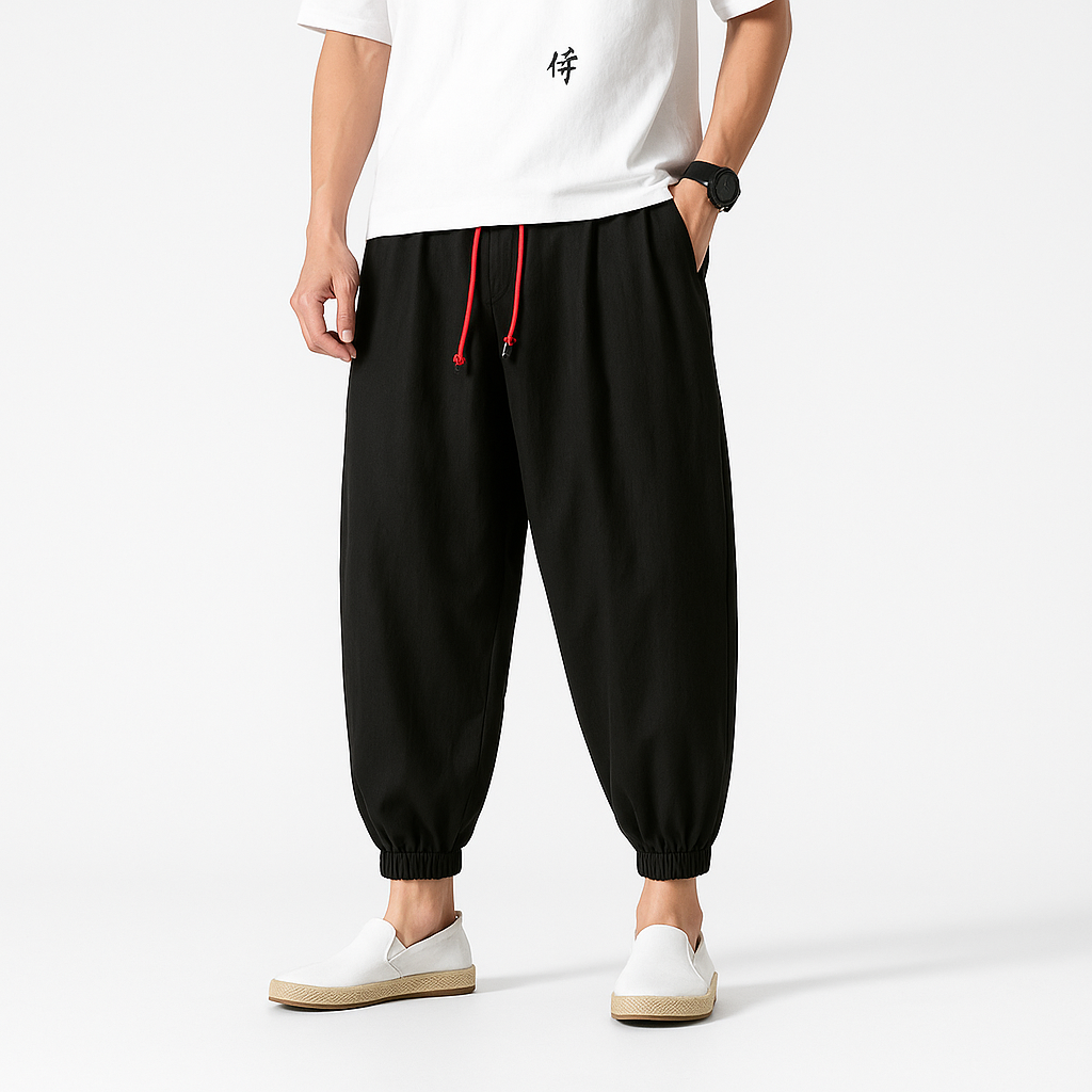 Yunarami Pants - Kyoto Apparel - Black, Brown, drawstrings, Green, pants