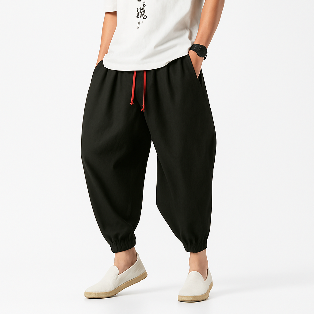 Yunarami Pants - Kyoto Apparel - Black, Brown, drawstrings, Green, pants