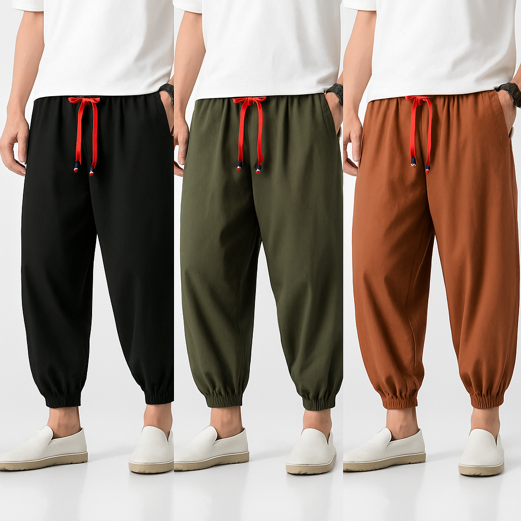 Yunarami Pants - Kyoto Apparel - Black, Brown, drawstrings, Green, pants