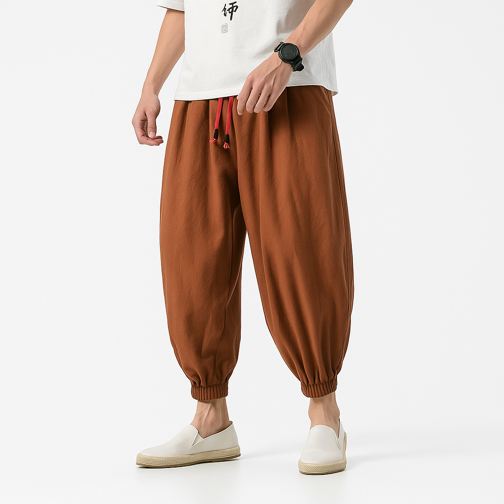 Yunarami Pants - Kyoto Apparel - Black, Brown, drawstrings, Green, pants