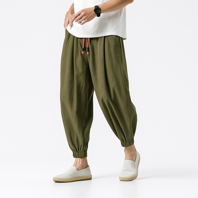 Yunarami Pants - Kyoto Apparel - Black, Brown, drawstrings, Green, pants
