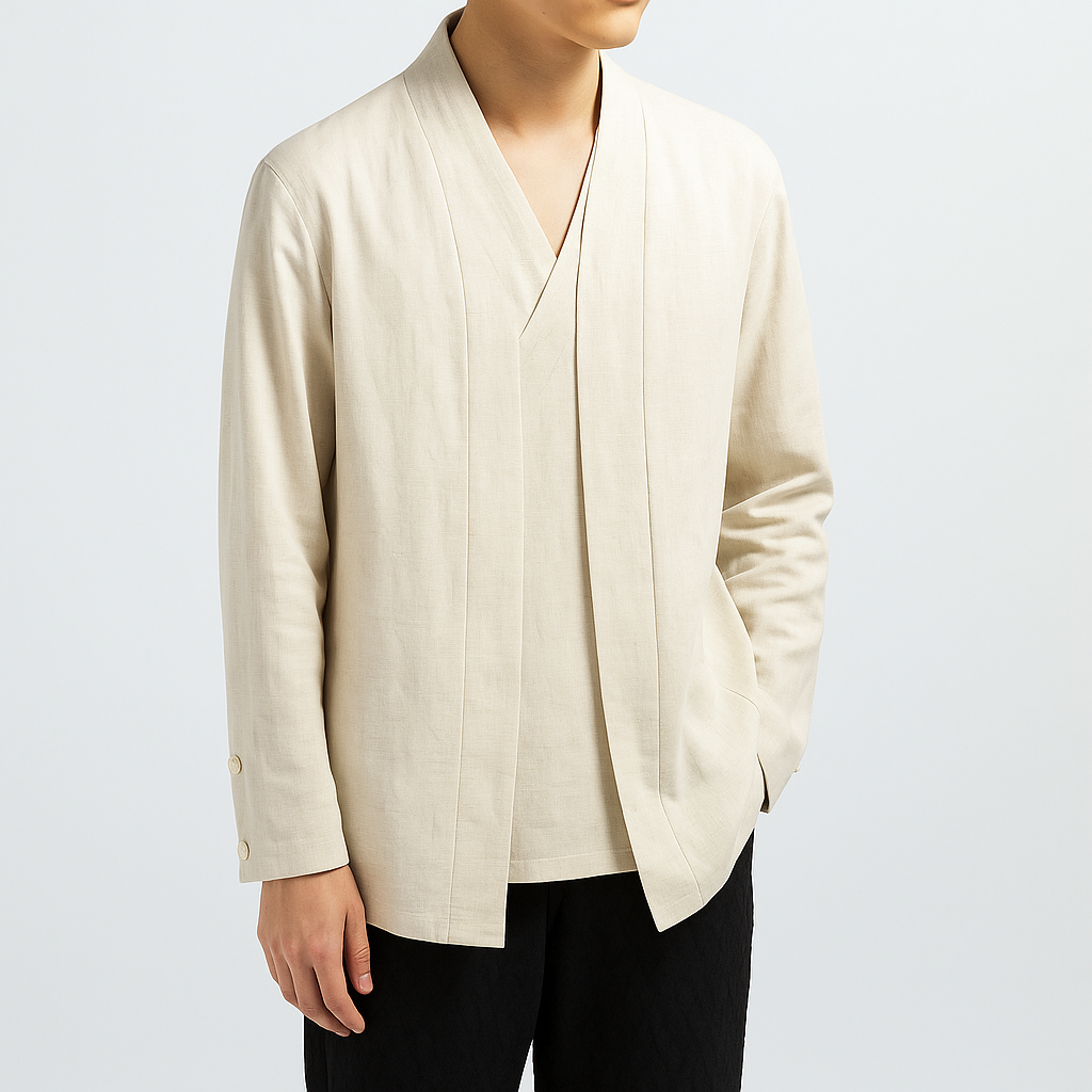 Zen Kimono+Cardigan in One - Kyoto Apparel - Beige, Black, Blue, jacket, kimono, Off-White, Outerwear, shirt, Top