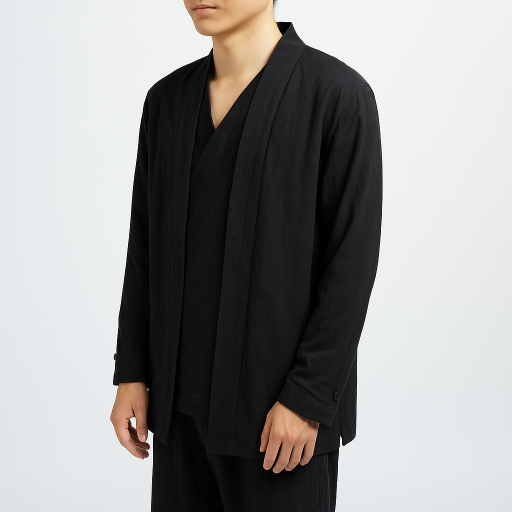 Zen Kimono+Cardigan in One - Kyoto Apparel - Beige, Black, Blue, jacket, kimono, Off-White, Outerwear, shirt, Top