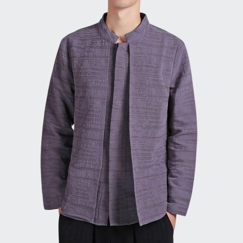 Eiroh Two-Layer Long Sleeve Shirt - Kyoto Apparel - Black, Blue, Gray, khaki, long sleeve, Off-White, shirt, Top