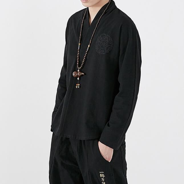 Ereganto Shirt - Kyoto Apparel - Black, Blue, Brown, Embroidery, long sleeve, shirt, Top