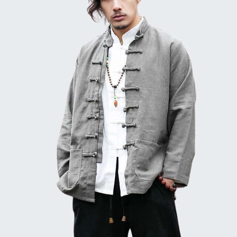 Ikumotsu Jacket - Kyoto Apparel - Ash, Gray, jacket, Mandarin Collar, Outerwear