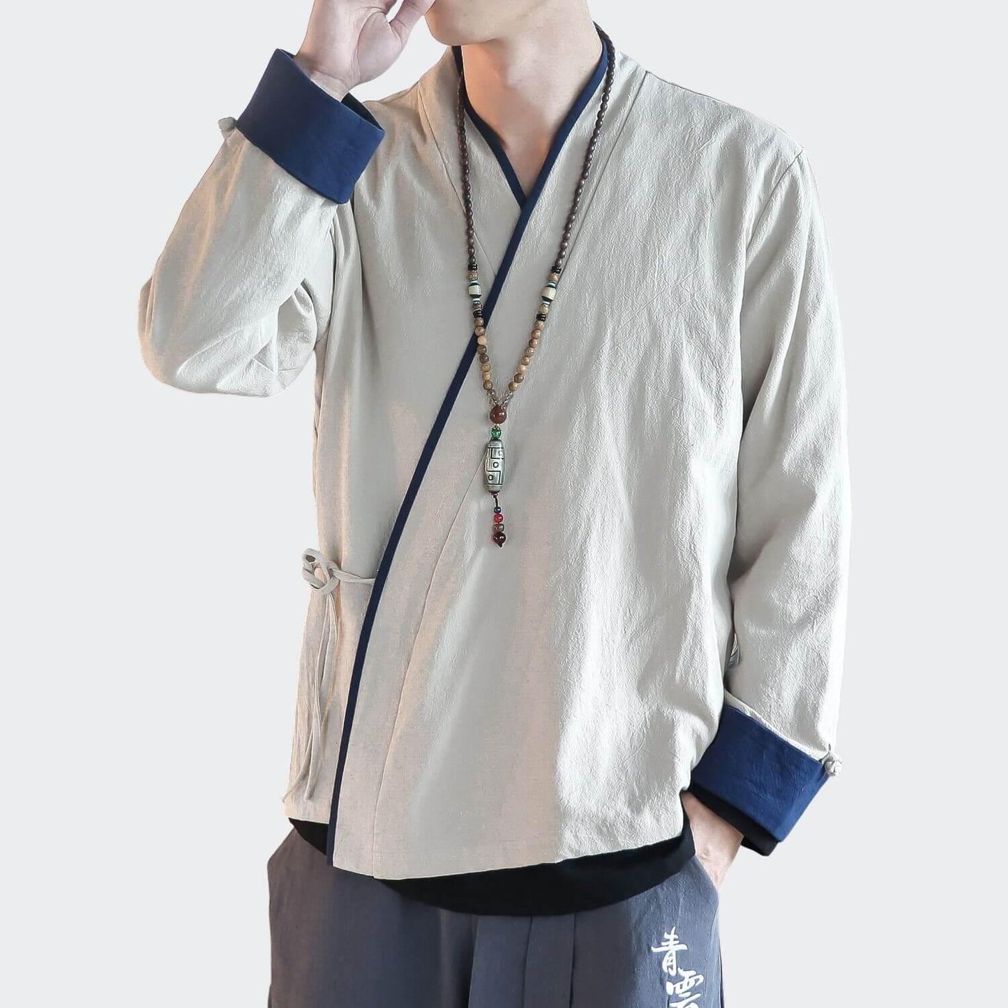Jikura Kimono - Kyoto Apparel - Blue, Gray, kimono, Outerwear