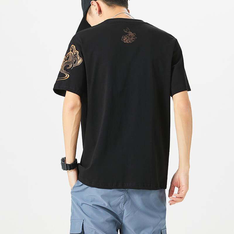 Medukana Shirt - Kyoto Apparel - Black, Embroidery, tee shirt, Top, Ukiyo-e, white