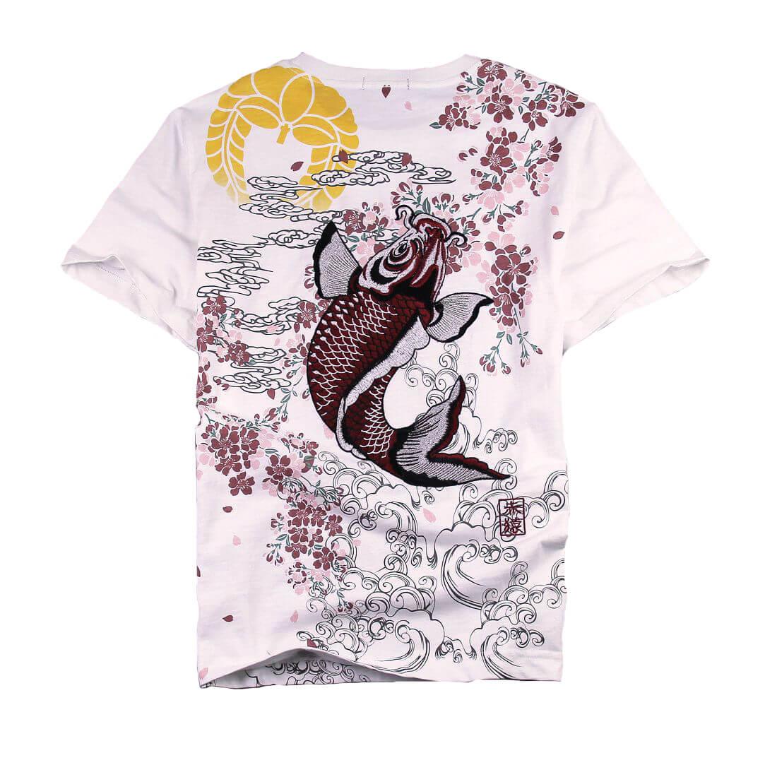 Monsuta Shirt - Kyoto Apparel - Black, Embroidery, tee shirt, Top, Ukiyo-e, white