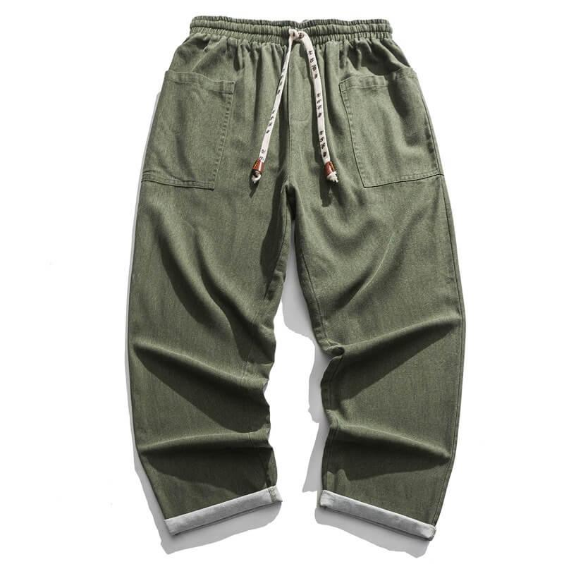 Pokku Pants - Kyoto Apparel - Black, Brown, Denim, drawstrings, Green, pants