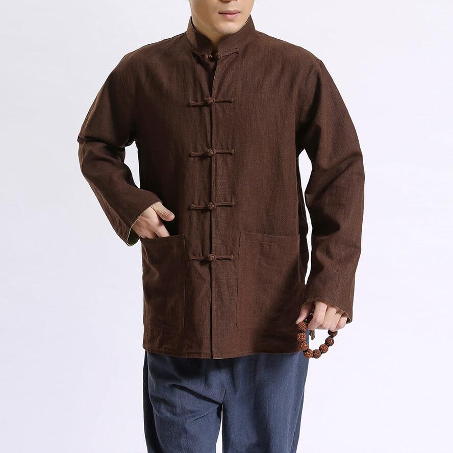 Reyo Shirt - Kyoto Apparel - Black, Blue, Brown, jacket, Mandarin Collar, Outerwear, shirt, Top