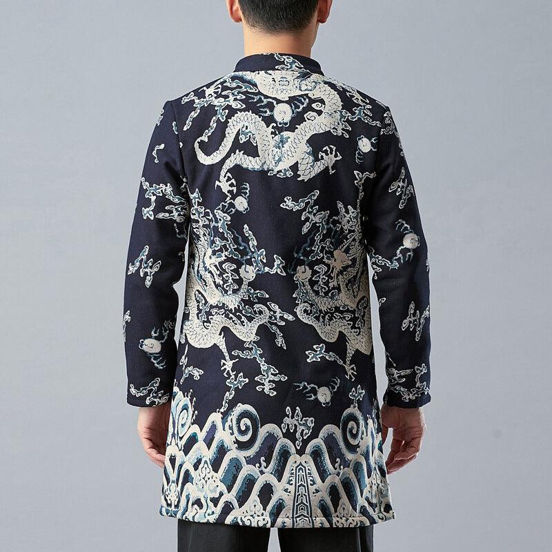 Royale Blue Kimono - Kyoto Apparel - Blue, jacket, kimono, Mandarin Collar, Outerwear