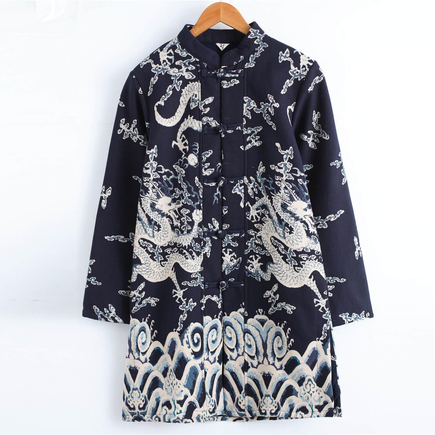 Royale Blue Kimono - Kyoto Apparel - Blue, jacket, kimono, Mandarin Collar, Outerwear