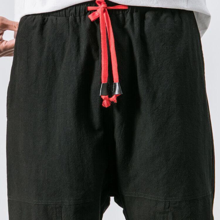 Tekida Short Pants - Kyoto Apparel - Black, Brown, drawstrings, Green, pants, short pants