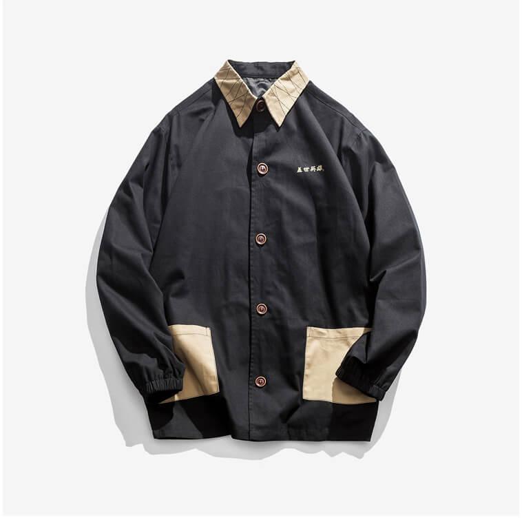 Uysa Shirt Jacket - Kyoto Apparel - Black, Green, jacket, Japanese print, long sleeve, Outerwear, Red, shirt, Top