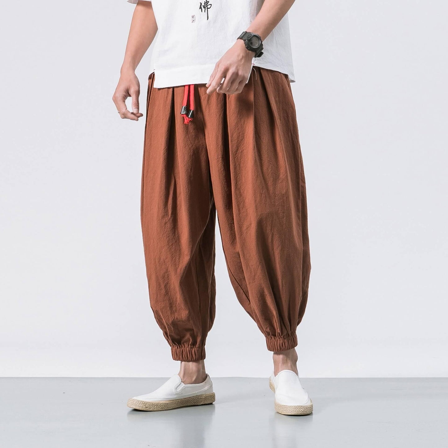 Yunarami Pants - Kyoto Apparel - Black, Brown, drawstrings, Green, pants